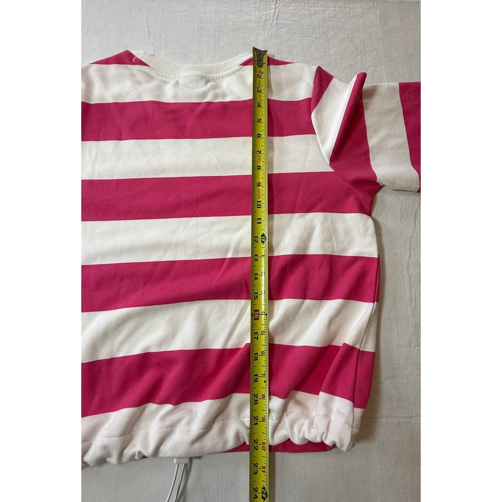 Columbia Hawkins Cliff Striped Sweatshirt Womens Medium Pink White XL4884 NEW - Picture 8 of 9